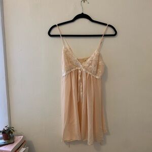 Flora Nikrooz Peach Slip Dress w Lace Detail
